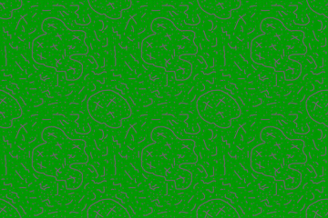 doodle pattern, abstract black doodle seamless on green background, cute pattern for background.