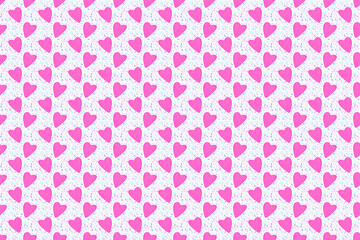 Seamless multicolored doodle heart pink pattern,for Valentine's Day,white background