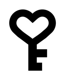 ハートの形の鍵のシンプルなアイコンイラスト