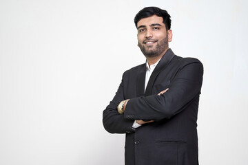 Portrait of confident businessman on the white isolated background.