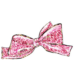 Cute glitter color bow  cartoon illustration