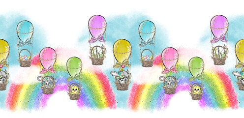 Cute happy easter seamless pattern