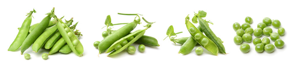 Fresh peas on white background