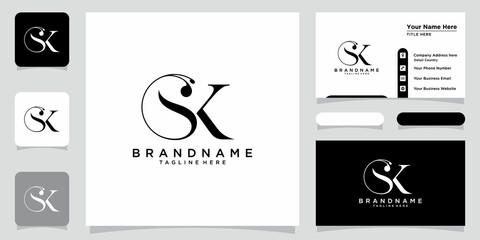 Initial letter SK luxury Logo design Vector with business card design