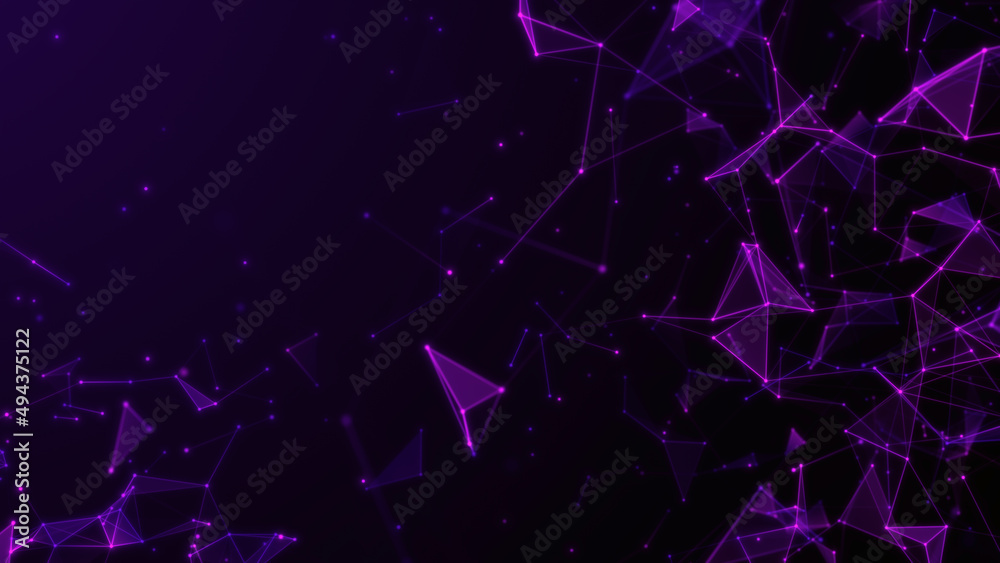 Poster technology abstract background with polygonal shapes connecting dots and lines, network connection s