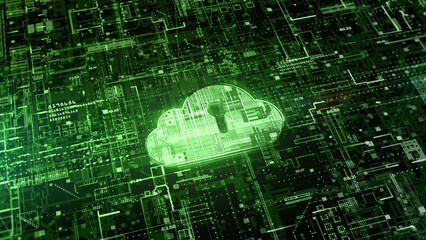 Cloud Computing of Cyber Security, Digital Data Network Protection, Global Network Connection, Big Data Analysis Future Abstract Background Concept. Digital Cyberspace, 3d rendering