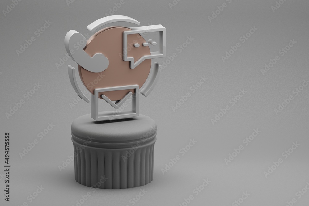 Aufkleber Beautiful abstract illustrations Customer Support symbol icons on a column and wonderful background. 3d rendering illustration. Background pattern for design. Online Shopping.