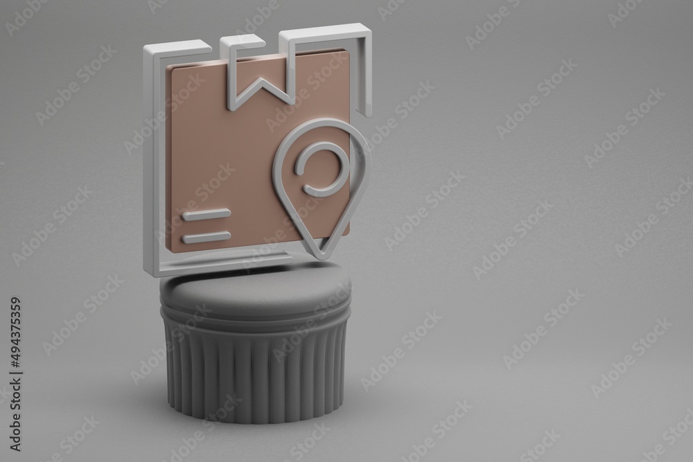 Poster Beautiful abstract illustrations Delivery Box Tracking symbol icons on a column and wonderful background. 3d rendering illustration. Background pattern for design. Online Shopping.
