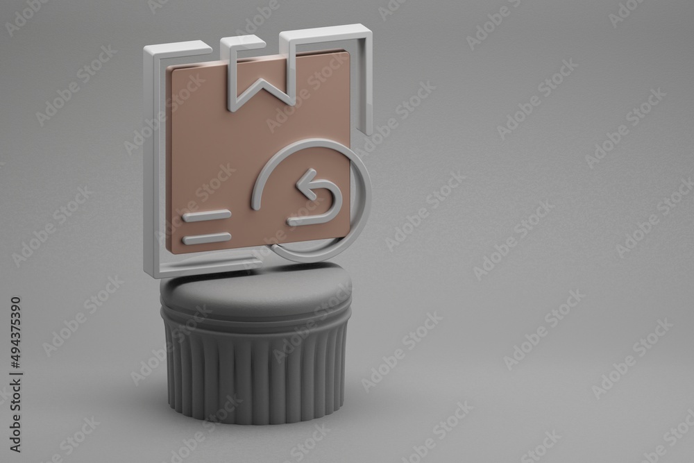 Poster Beautiful abstract illustrations Delivery Returns symbol icons on a column and wonderful background. 3d rendering illustration. Background pattern for design. Online Shopping.