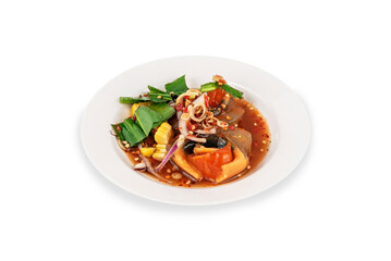 spicy seafood salad on dish