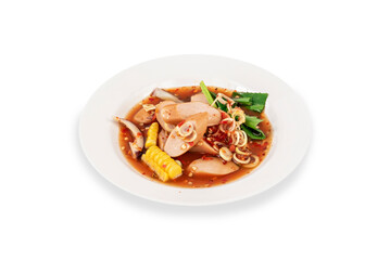 spicy sausage salad on dish