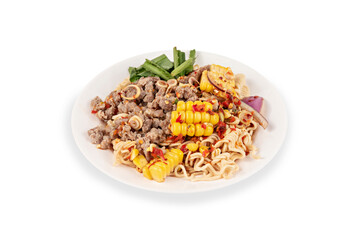 spicy minced pork salad on dish