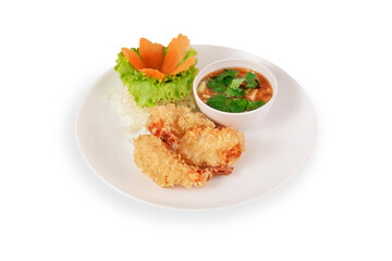 crispy fried shrimp served with fresh vegetable