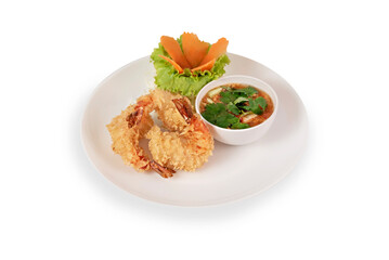 crispy fried shrimp served with fresh vegetable