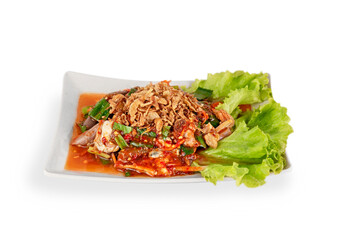 spicy meat and seafood salad