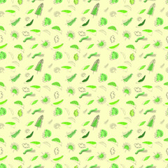 pattern tropical leaves contour with colored spots