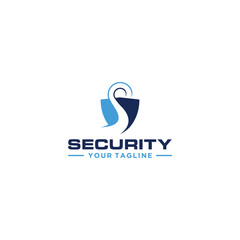 Letter S with padlock for security logo design