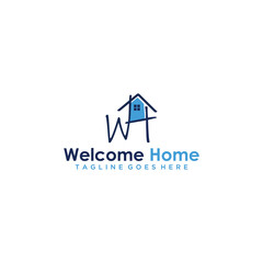 WH initial home properties and real estate logo sign design