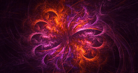 3D rendering abstract colorful fractal light background