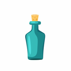 Glass bottle. Vector cartoon illustration.