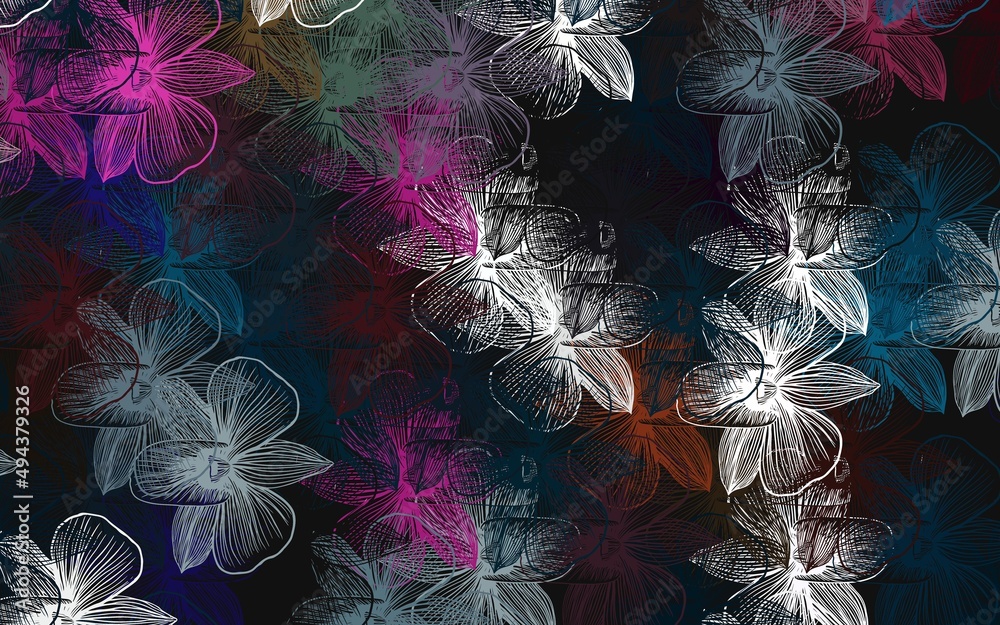 Canvas Prints light multicolor vector doodle background with flowers.