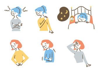 体調が悪い女性たち_セット_色