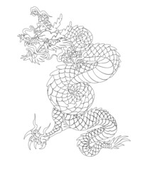Oriental Dragon Korean Traditional Style Linework Tattoo Design spiral chest 건대타투 용문신 타투도안