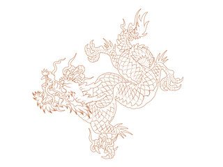 Oriental Dragon Korean Traditional Style Linework Tattoo Design falling from the sky 건대타투 용문신 타투도안