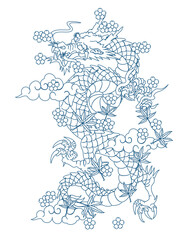 Oriental Dragon Korean Traditional Style Linework Tattoo Design sleeve 건대타투 용문신 타투도안