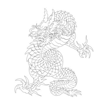 Oriental Dragon Korean Traditional Style Linework Tattoo Design spiral basic 건대타투 용문신 타투도안