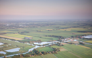 Agricultural landscape of Friesland, one of the northern provinces of the Netherlands - Friesland from above