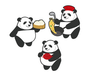 パンダ　チャーハン　お茶　中華まん