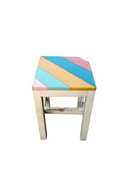 Old Wooden stool isolated on white isolated on white background.