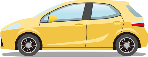 Naklejka premium Car compact car hatchback yellow vector illustration