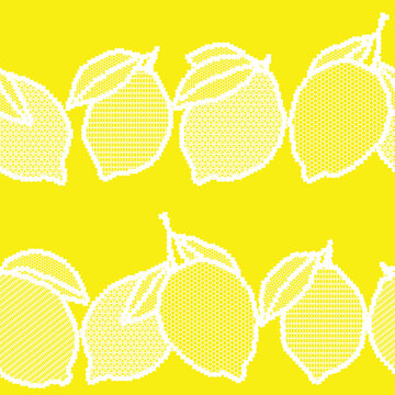 レモン_Lemon pattern lace　檸檬レース柄　ボーダー