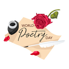 World poetry day typography with beautiful colors and ornaments