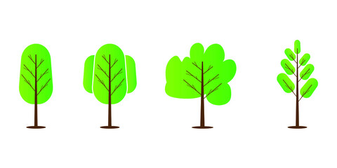 Set of various trees cartoon art