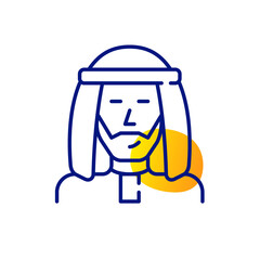 Young Arab man wearing traditional clothes. Pixel perfect, editable stroke icon