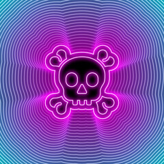 skull and crossbones neon symbol concept blue pink illustration 