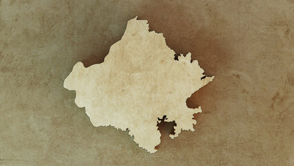 Rajasthan map 3d rendered illustration 