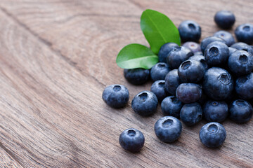 blueberries on wooden table