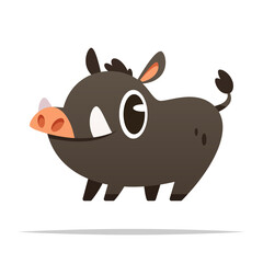 Cartoon wild boar vector isolated illustration
