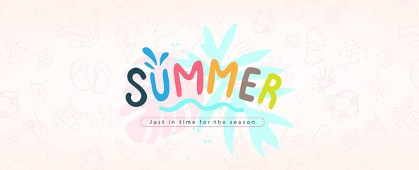 Tropical Colorful Summer beach vibes background layout design