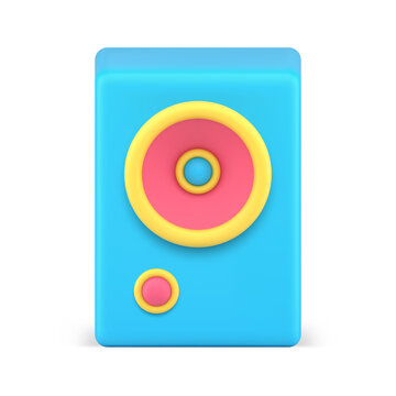 3d sub buffer sound system blue icon vector illustration audio bass electronic equipment for music