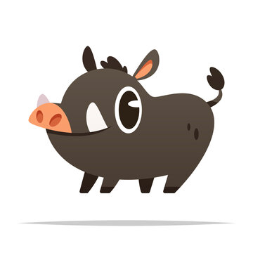 recommend clip art: Cartoon wild boar vector isolated illustration