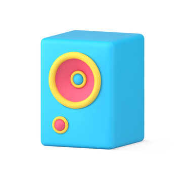 Modern acoustic system blue audio speaker 3d icon isometric vector illustration.