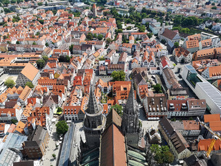 Ulm Minster, and the river Danube, Baden Wurttemberg, Bavaria, Germany.
