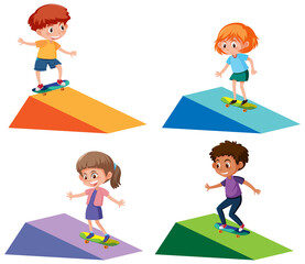 A set of skateboard boy and  on white background