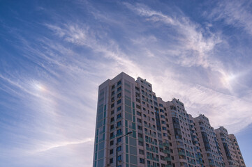 Houses, sky and clouds in the sky