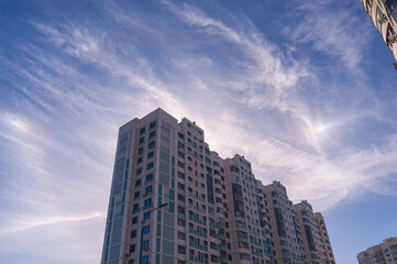 Houses, sky and clouds in the sky